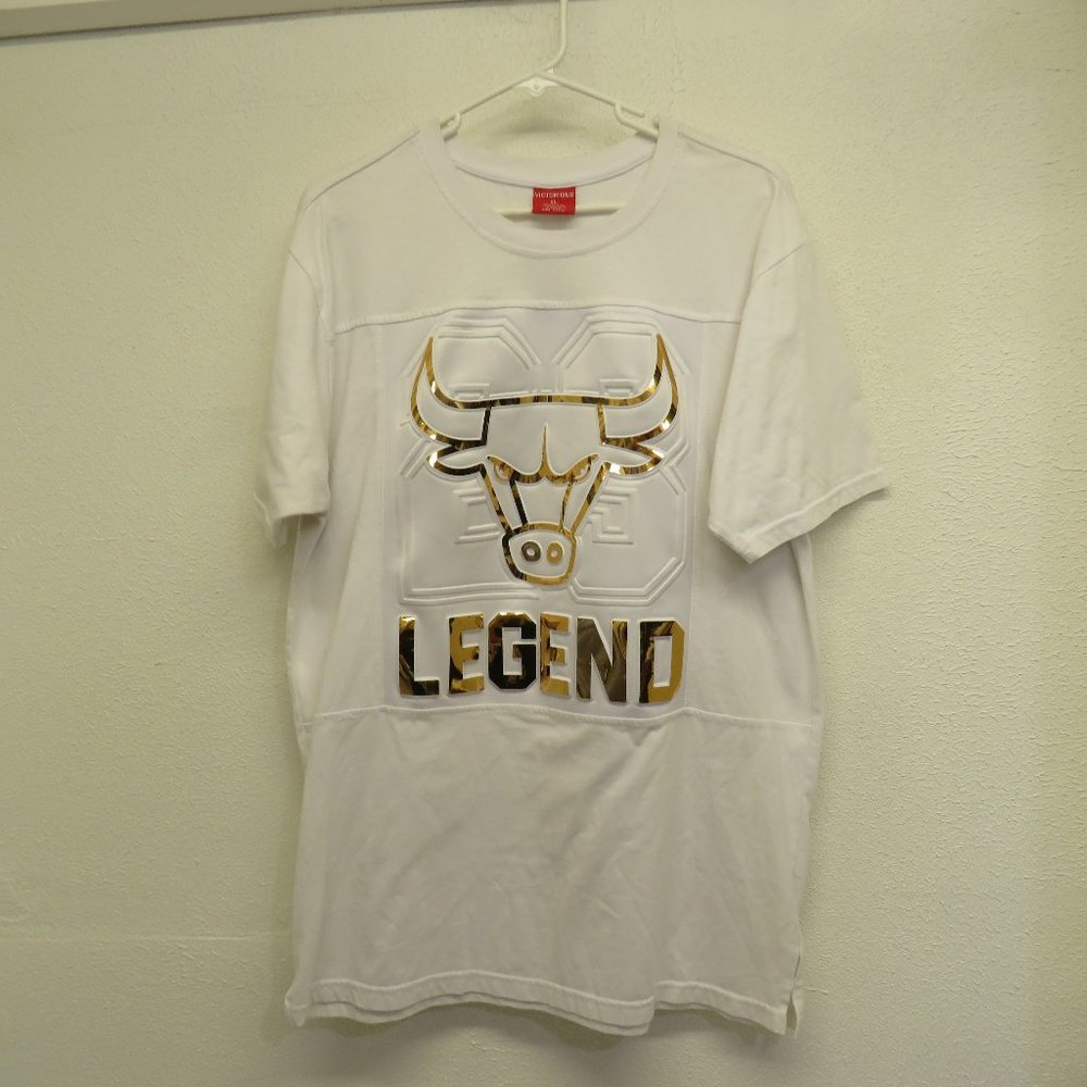 Men's #23 Bulls Legend Extended Length T-Shirt Hip-Hop White Size XL.